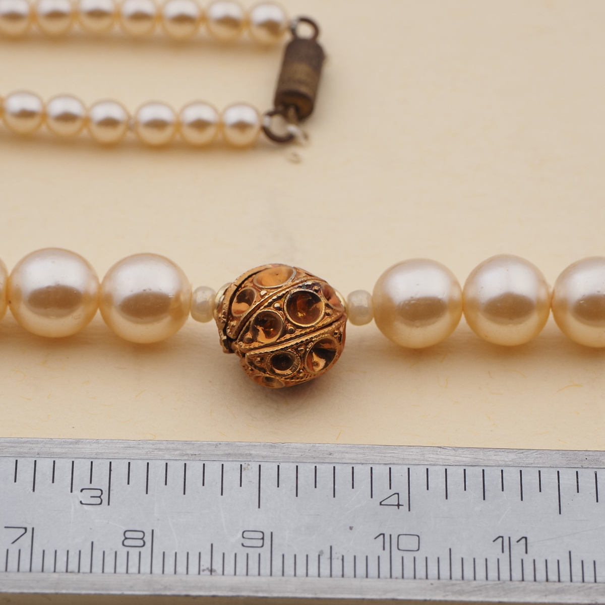 Vintage Czech necklace pearl glass beads rhinestone ball beads