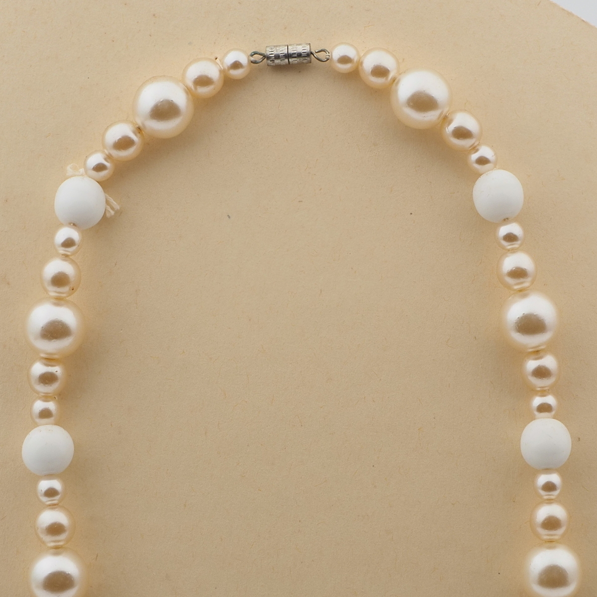 Vintage Czech necklace pearl white round glass beads 16"