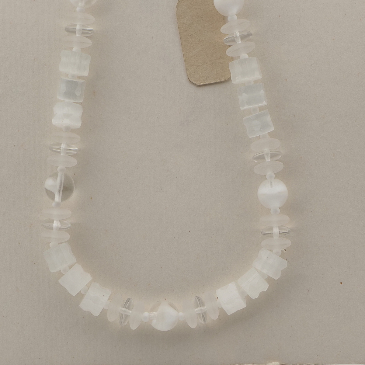 Vintage Czech necklace satin atlas frost clear bicolor glass beads
