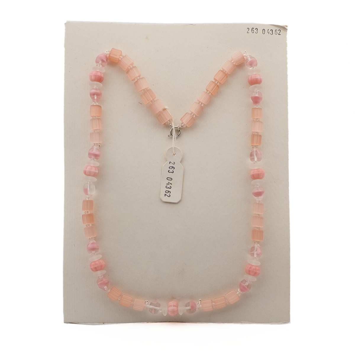 Vintage Czech necklace pink satin atlas bicolor melon glass beads