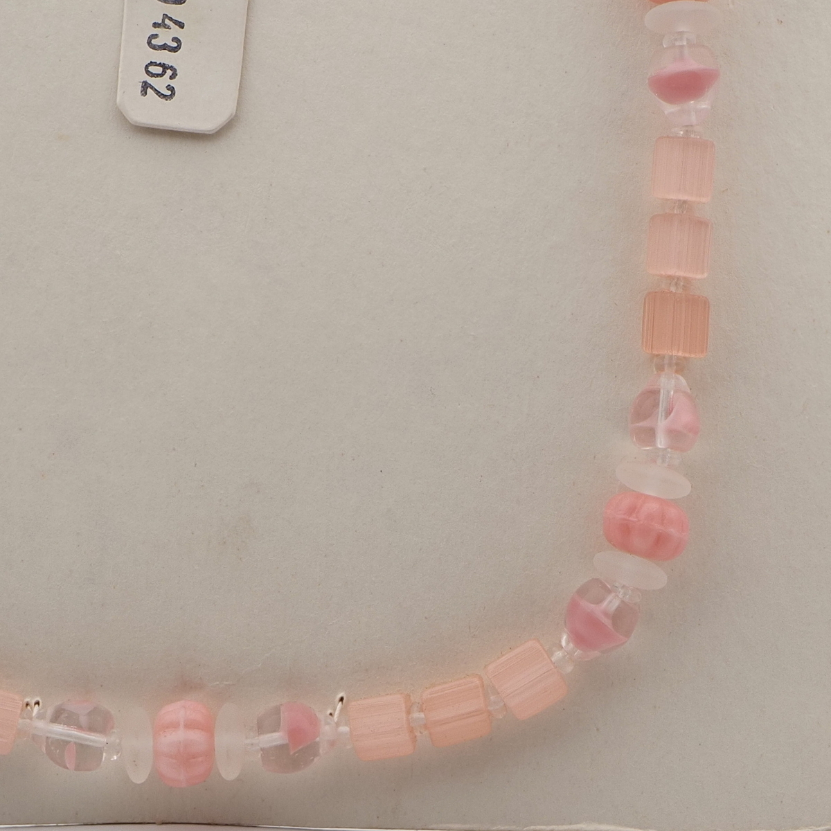 Vintage Czech necklace pink satin atlas bicolor melon glass beads