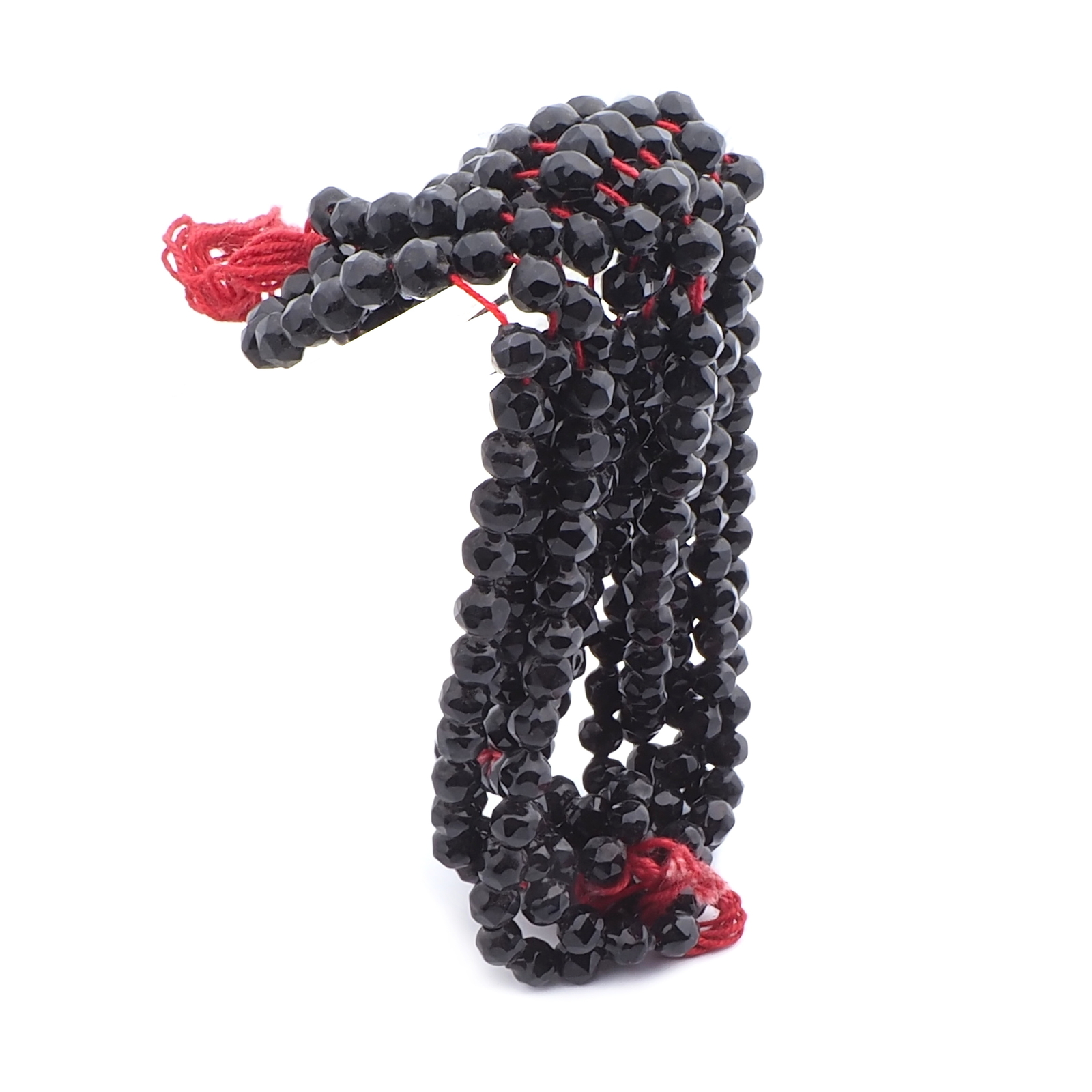 Hank (280) antique Victorian Czech hand blown black glass beads 5mm