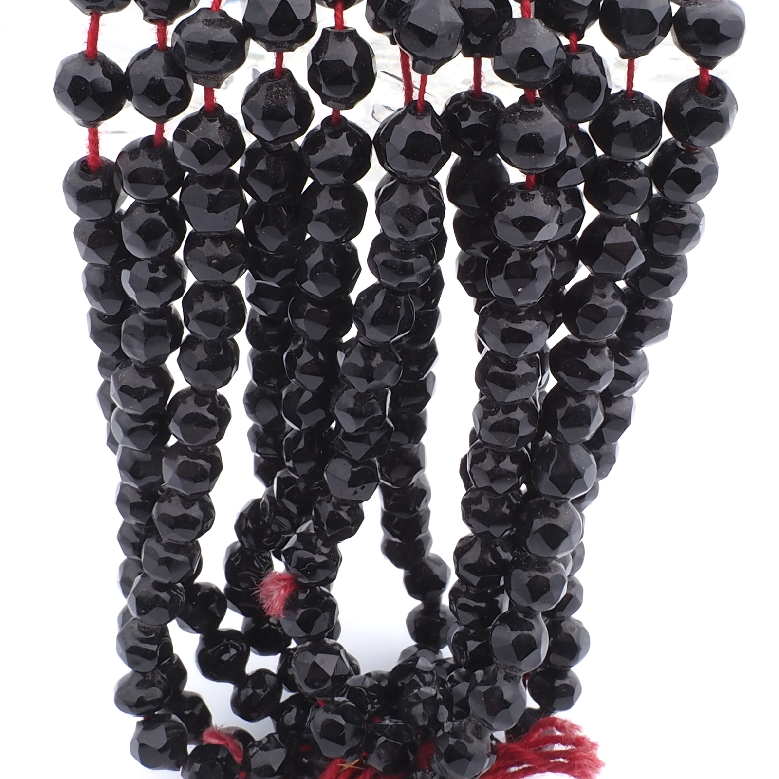Hank (280) antique Victorian Czech hand blown black glass beads 5mm