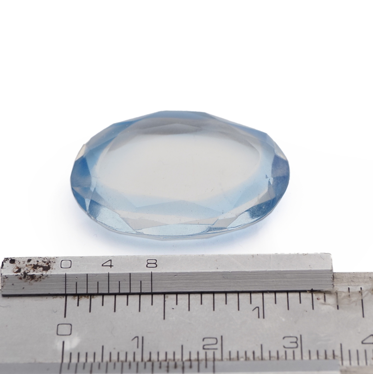 Czech antique blue bicolor oval glass rhinestone 30x22mm