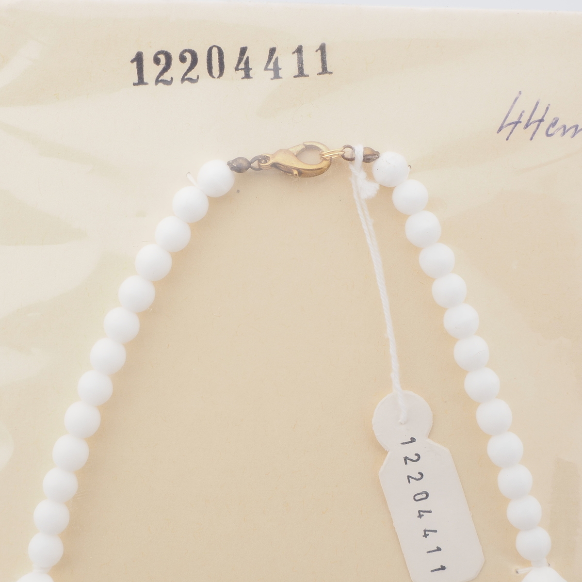 Vintage Czech necklace white round rondelle nugget glass beads 17"