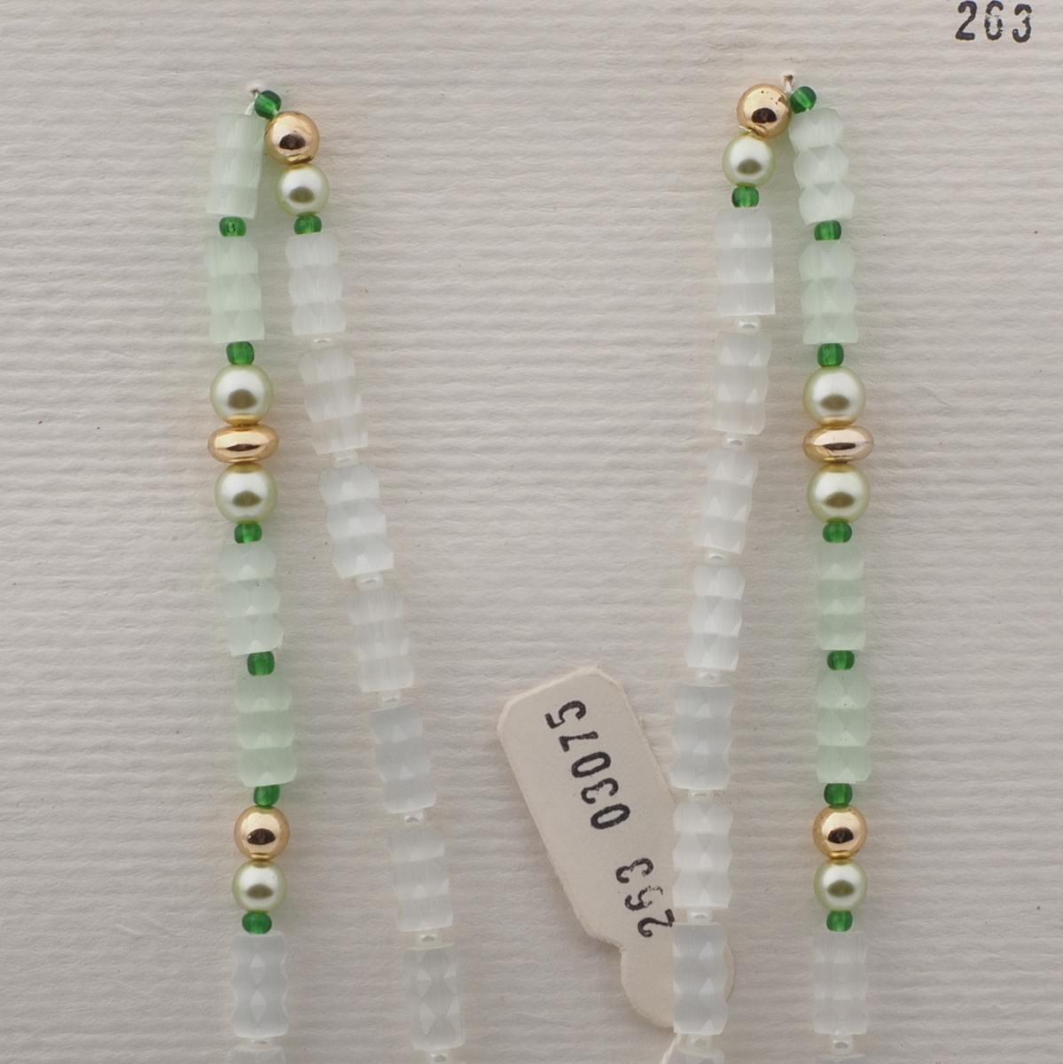 Vintage Czech necklace crystal satin atlas pearl gold glass beads 27"