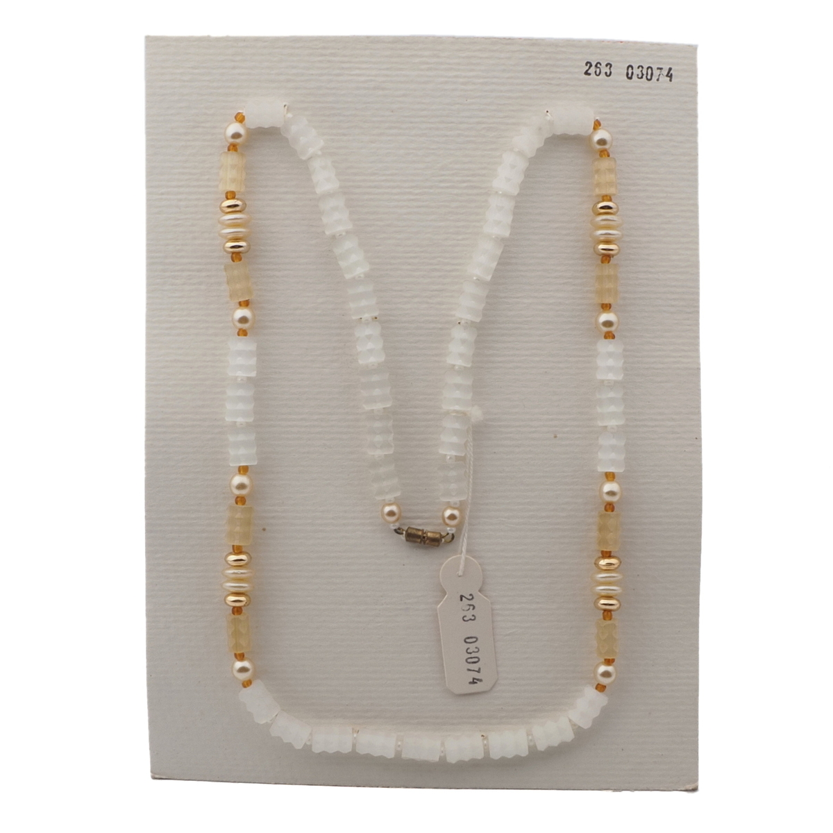 Vintage Czech necklace crystal topaz satin atlas pearl glass beads 27"
