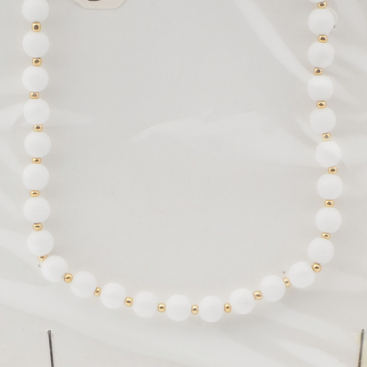 Vintage Czech necklace white gold glass beads 18"