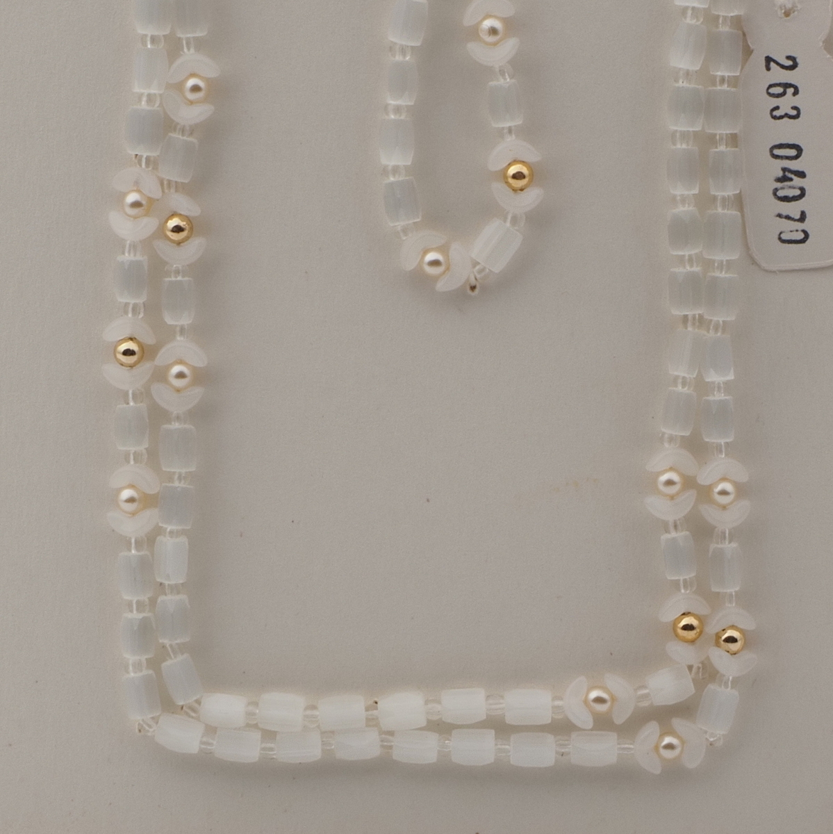 Vintage Czech necklace crystal satin atlas pearl opaline glass beads 47"