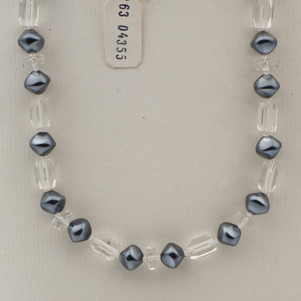 Vintage Czech necklace clear pentagon rondelle metallic glass beads