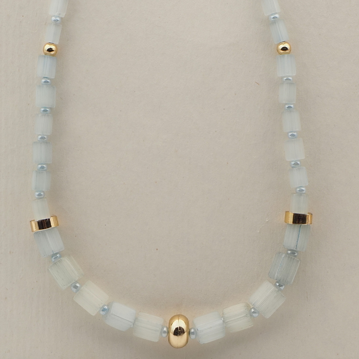 Vintage Czech necklace satin atlas bugle glass beads