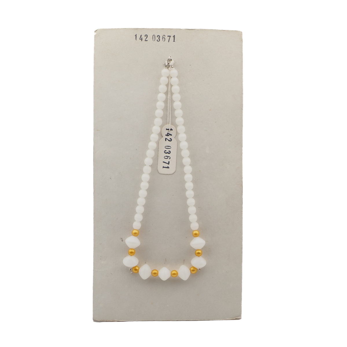 Vintage Czech necklace translucent white matte gold glass beads