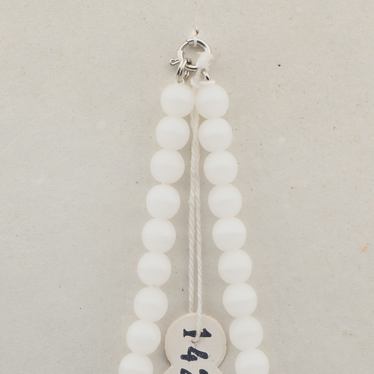 Vintage Czech necklace translucent white matte gold glass beads