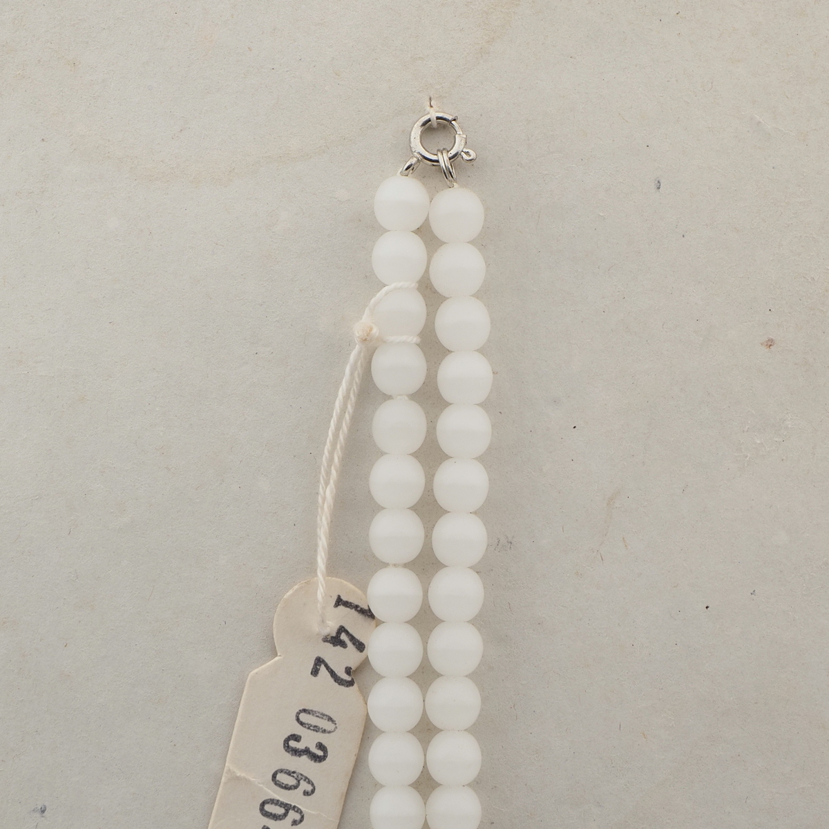 Vintage Czech necklace translucent white pink bicolor glass beads