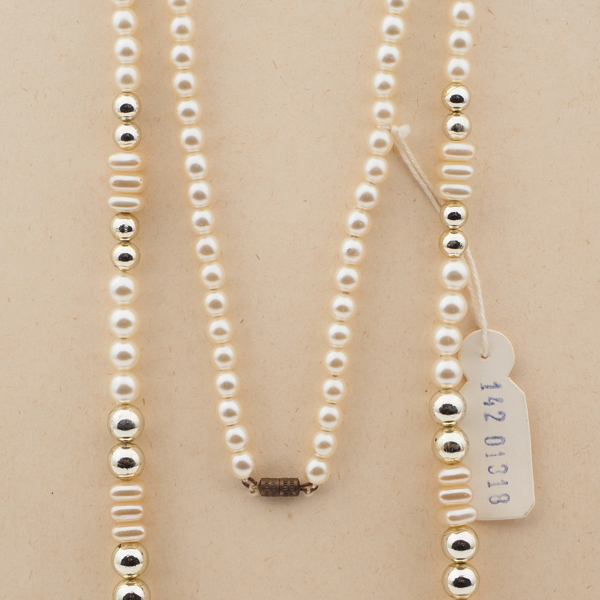 Vintage Czech necklace pearl silver glass beads