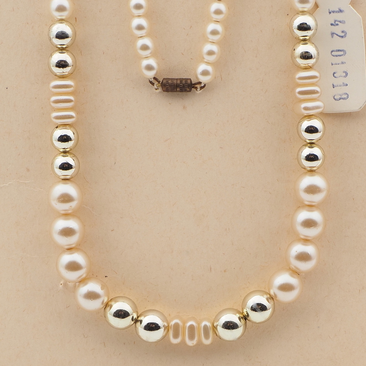 Vintage Czech necklace pearl silver glass beads
