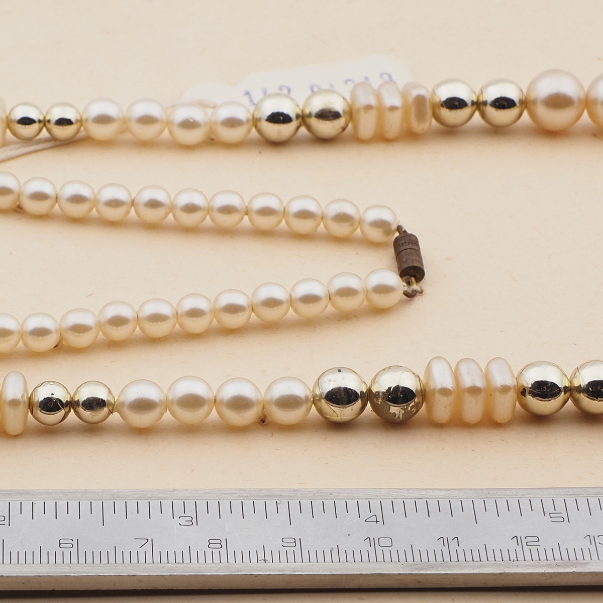 Vintage Czech necklace pearl silver glass beads