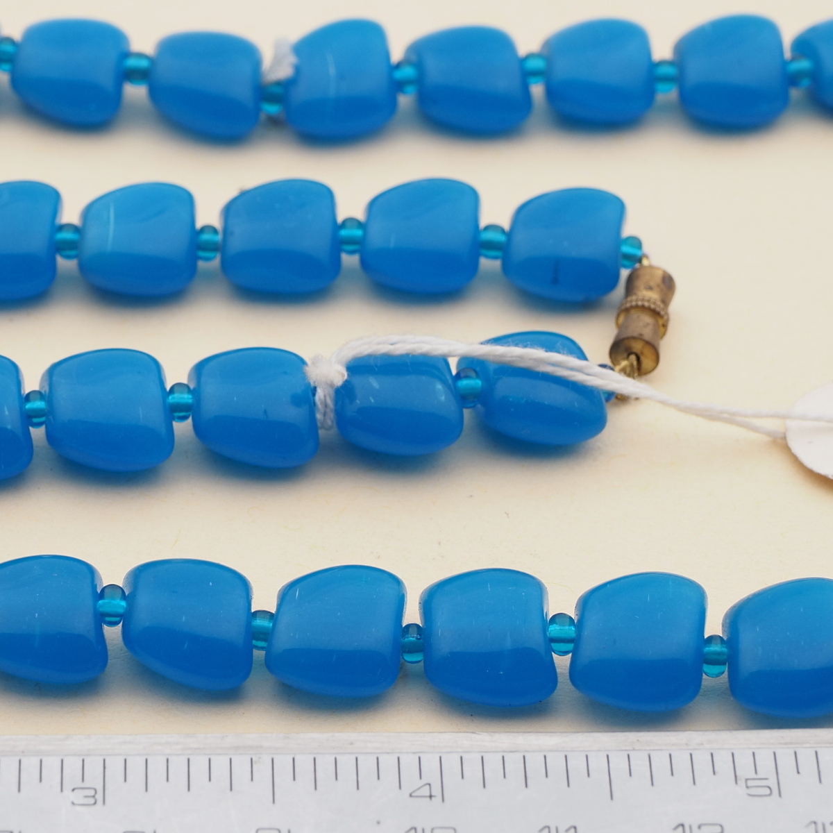 Vintage Czech necklace blue chalcedony opaline glass beads 