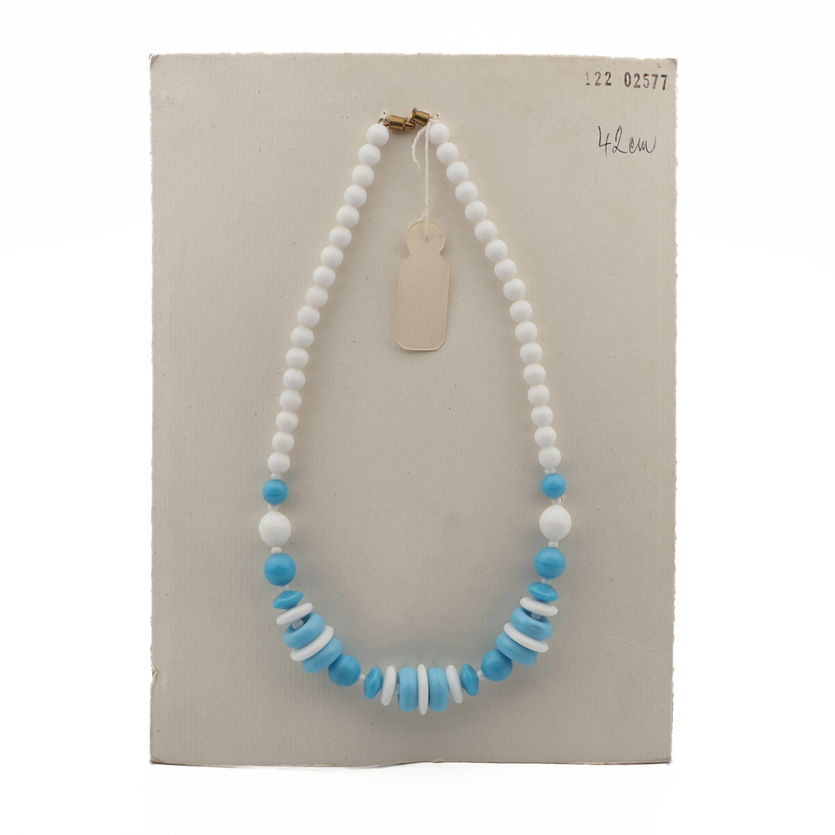 Vintage Czech necklace white blue round rondelle glass beads