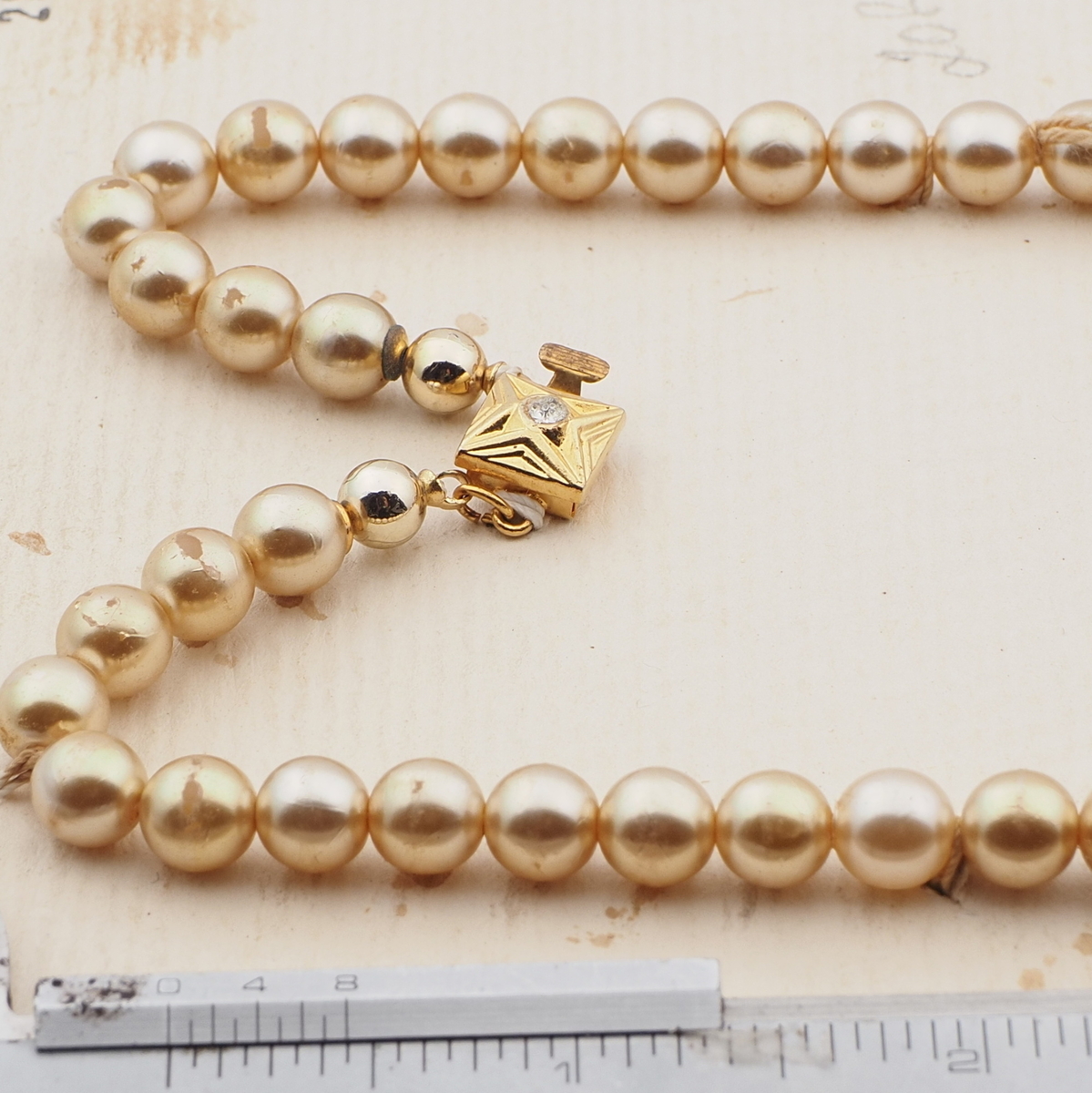 Vintage Czech necklace gold purple striped lampwork glass beads 
