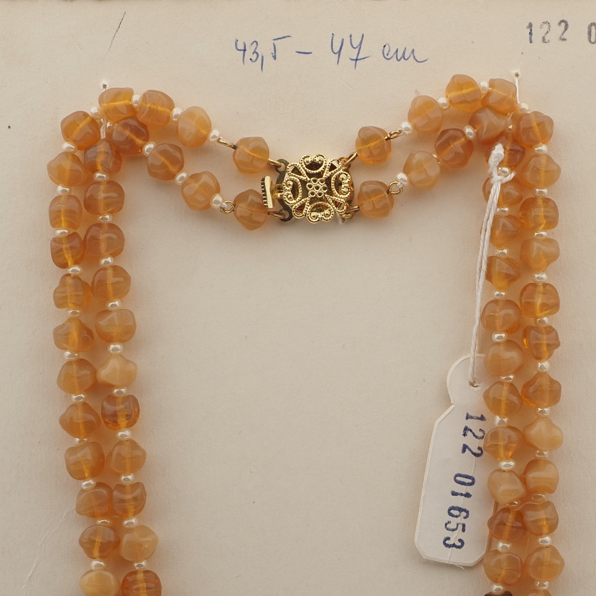 Vintage Czech 2 strand necklace topaz opaline pearl glass beads