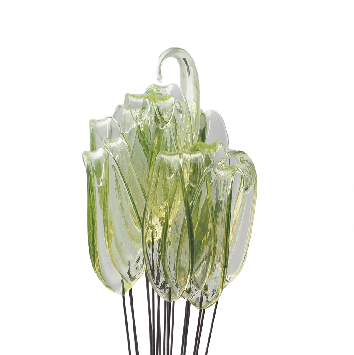 Czech lampwork uranium glass flower petal leaf headpin bead (1 bead)
