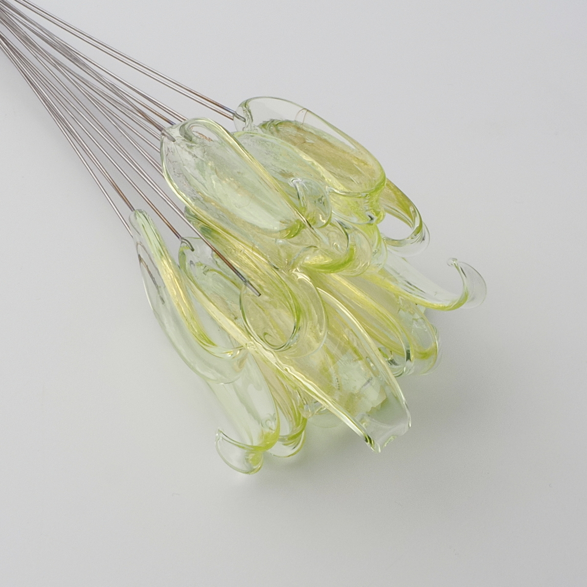 Czech lampwork uranium glass flower petal leaf headpin bead (1 bead)