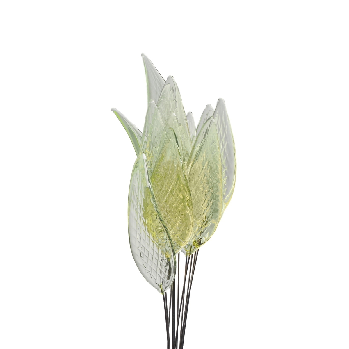 Czech lampwork uranium glass flower leaf headpin bead (1 bead)