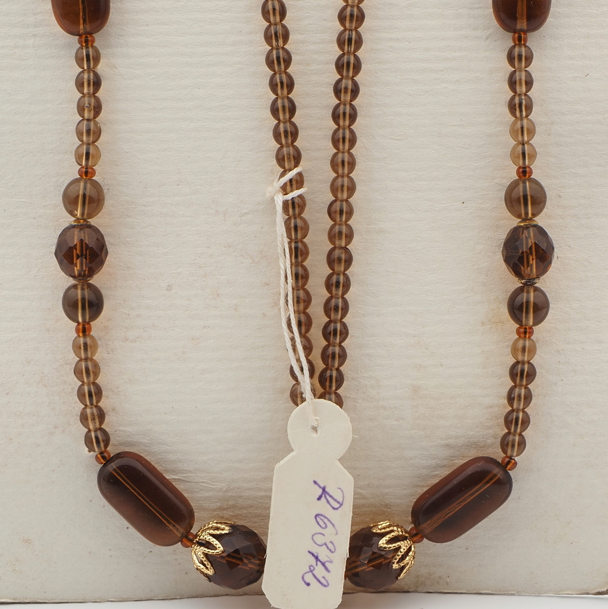 Vintage Czech necklace element glasses holder topaz glass beads