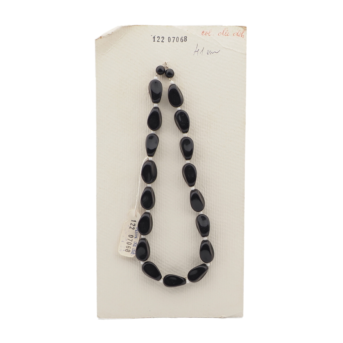 Vintage Czech necklace element black oval rectangle glass beads 