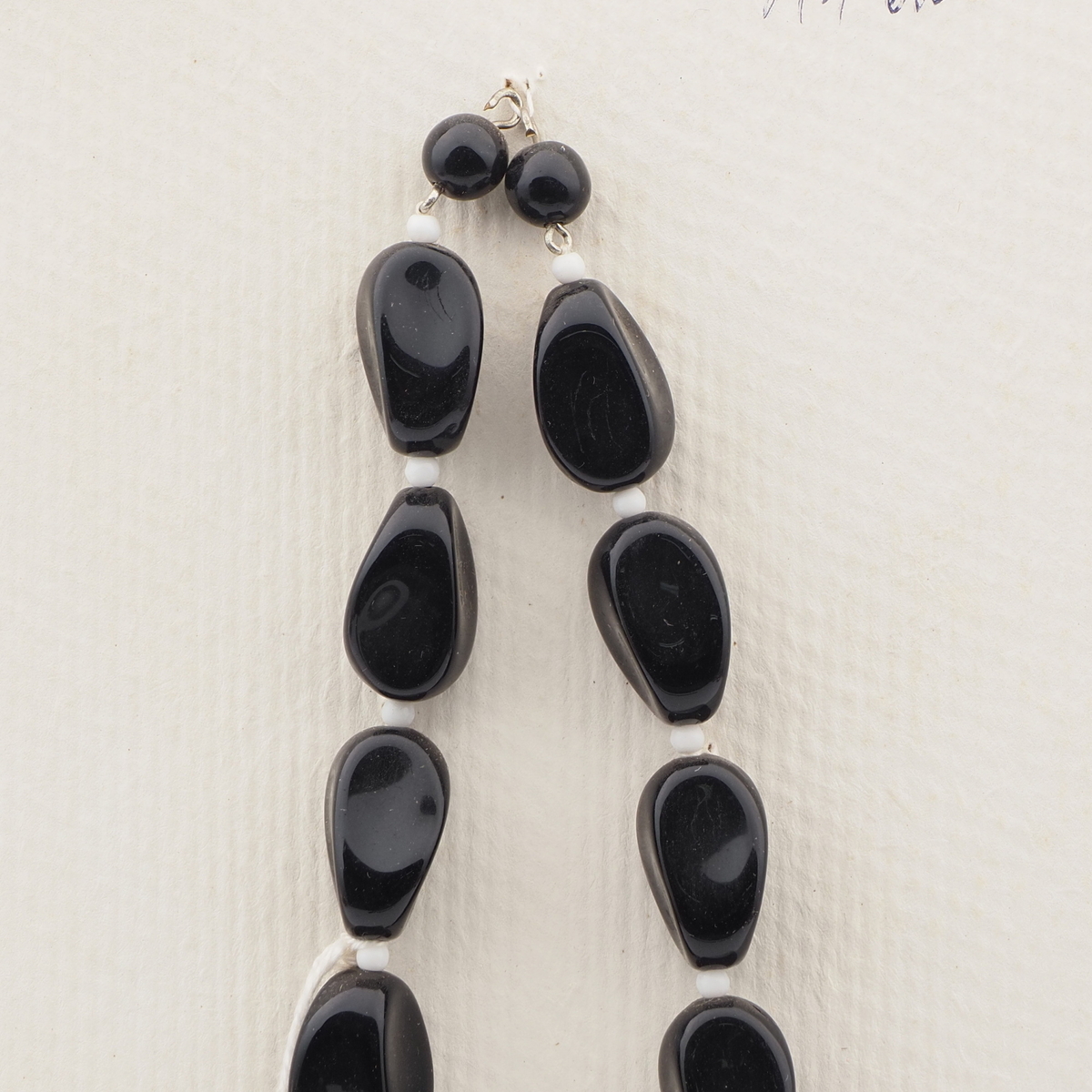 Vintage Czech necklace element black oval rectangle glass beads 