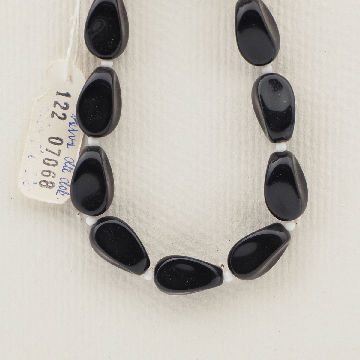 Vintage Czech necklace element black oval rectangle glass beads 