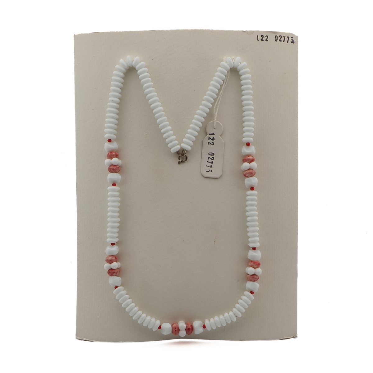 Vintage Czech necklace white marble glass beads
