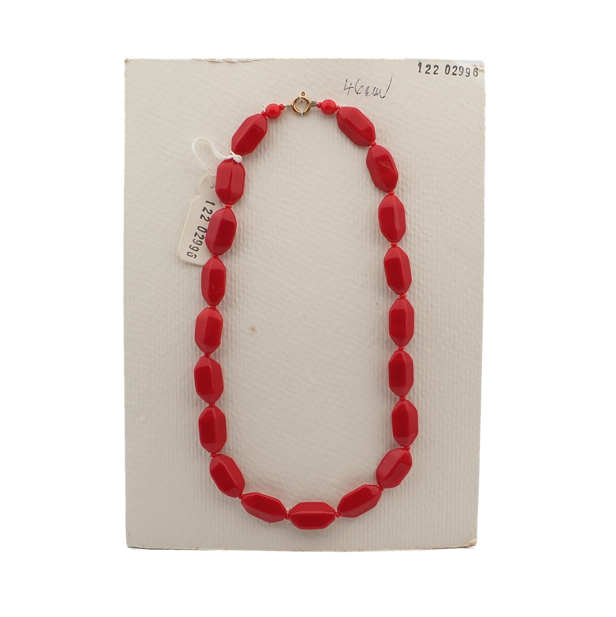 Vintage Czech necklace red hexagon glass beads