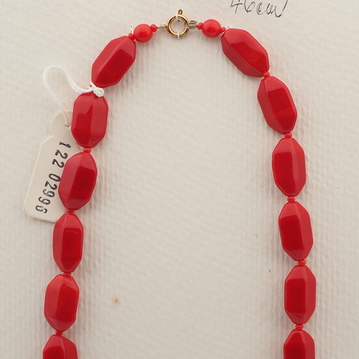 Vintage Czech necklace red hexagon glass beads