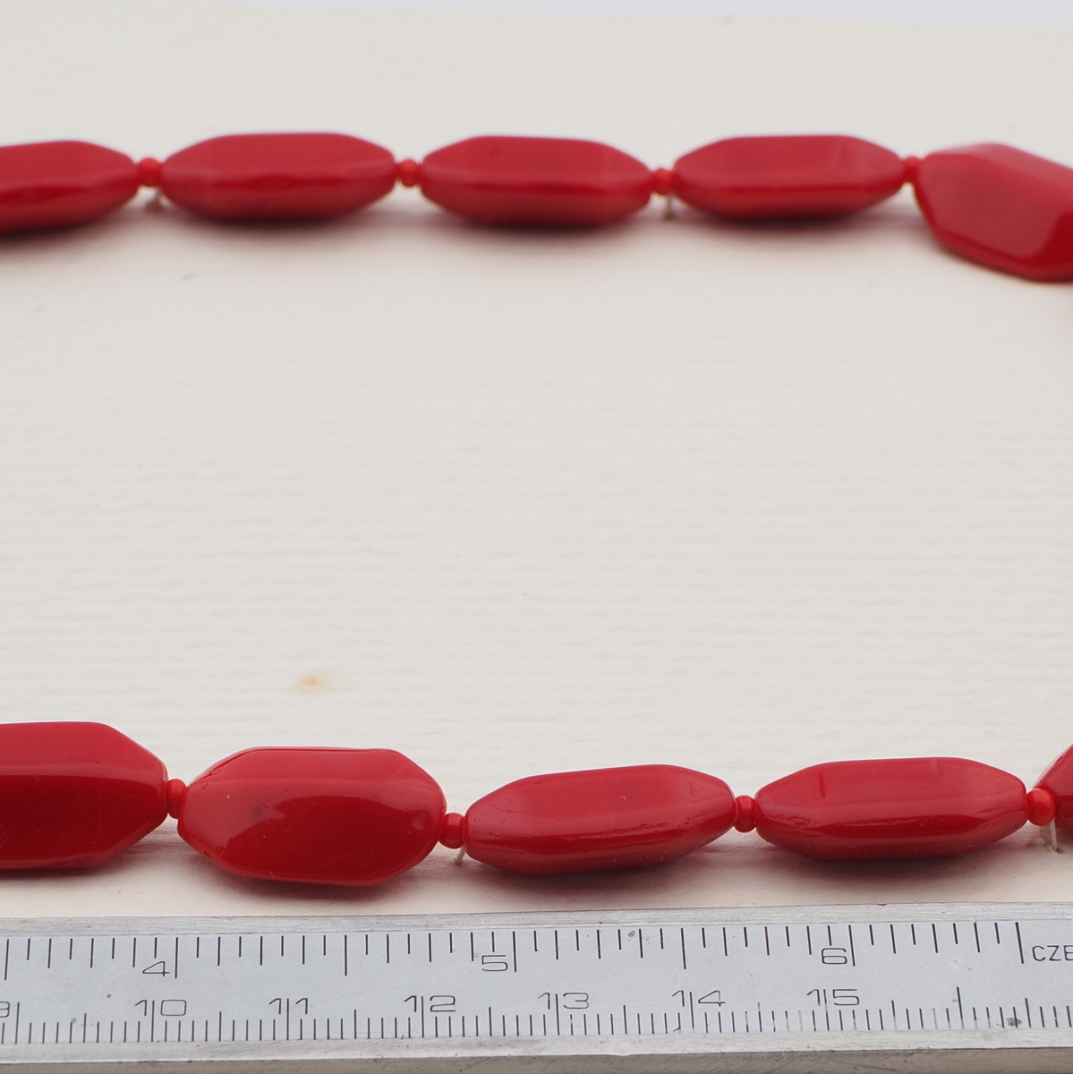 Vintage Czech necklace red hexagon glass beads