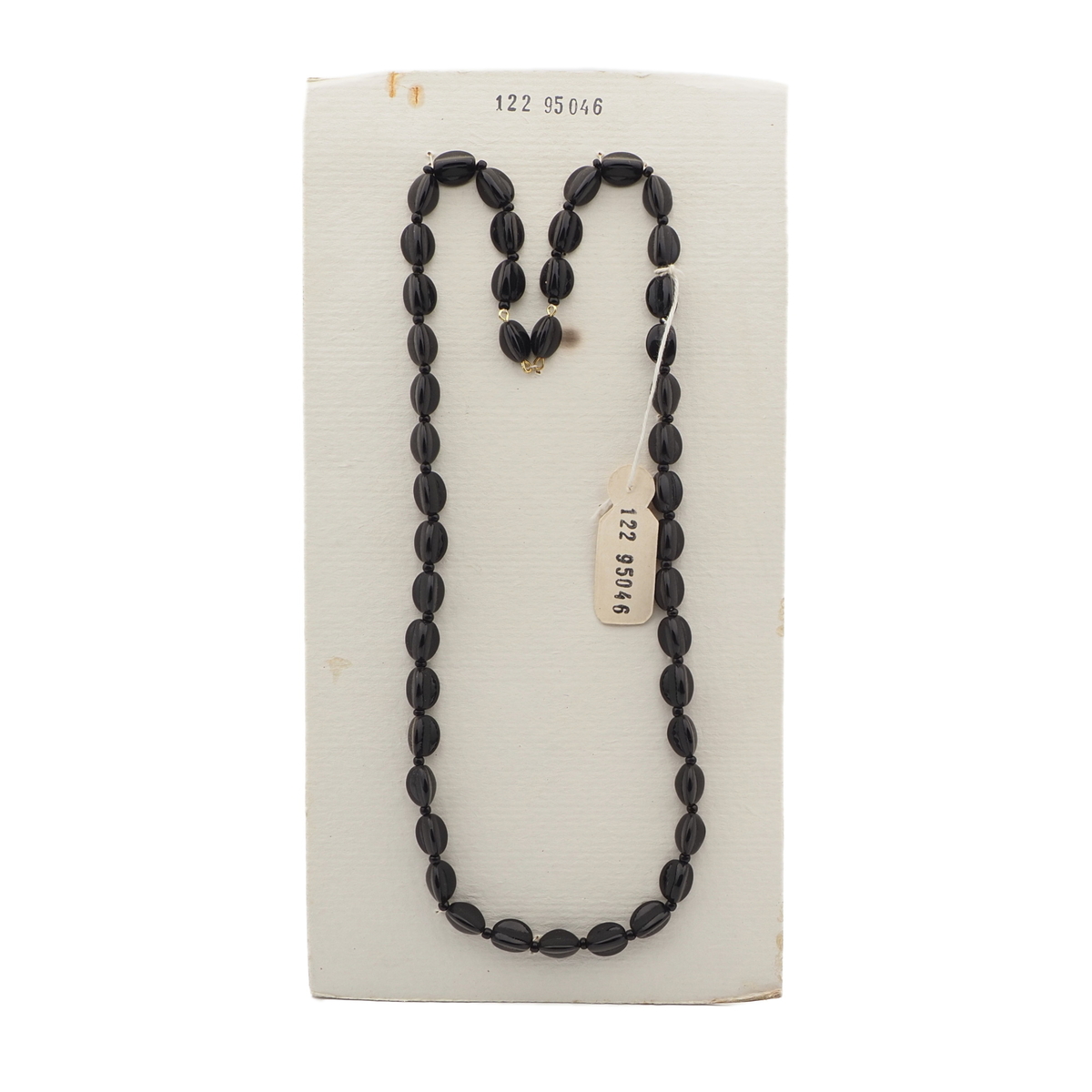 Vintage Czech necklace element black triangle glass beads 