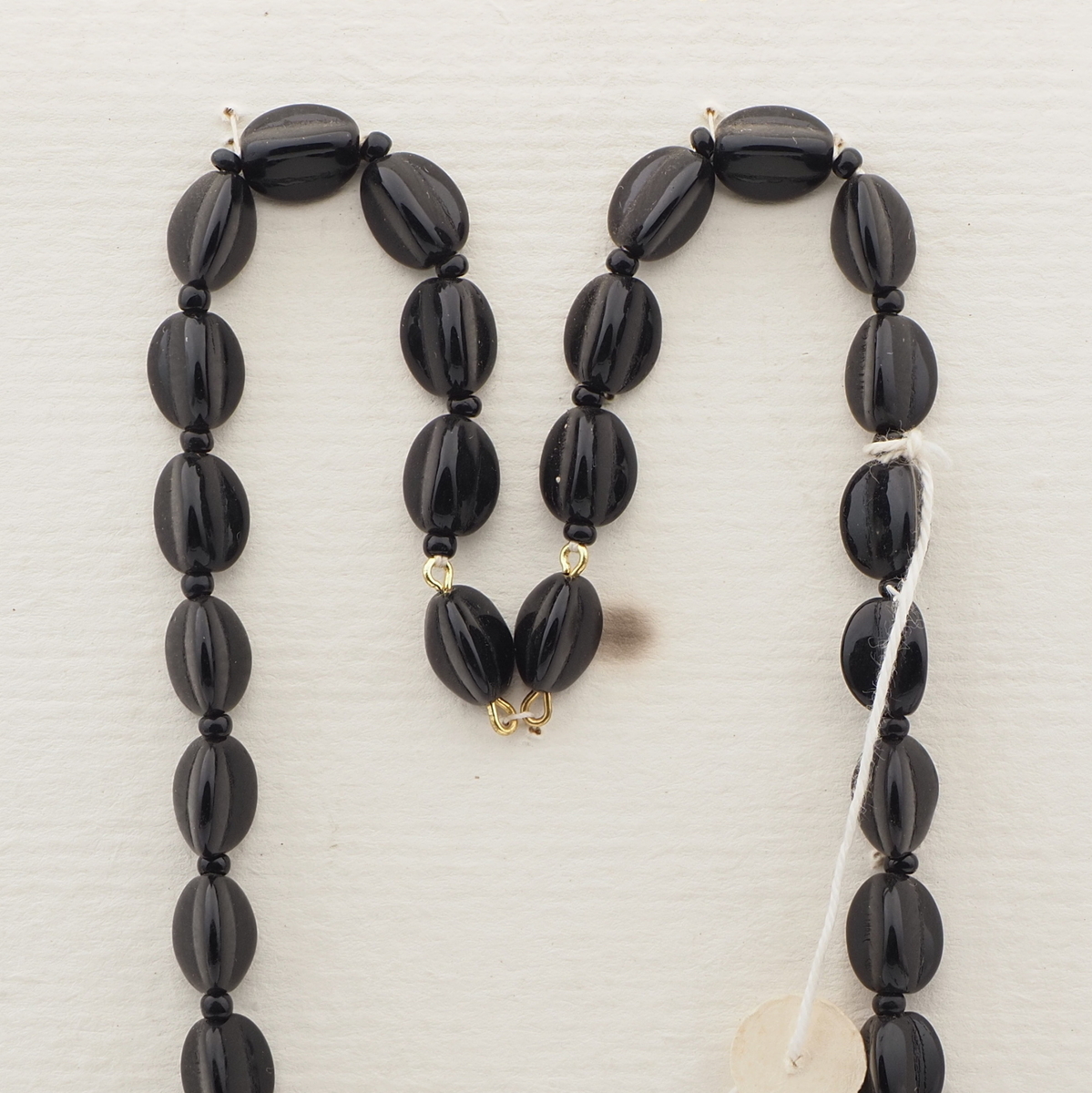 Vintage Czech necklace element black triangle glass beads 