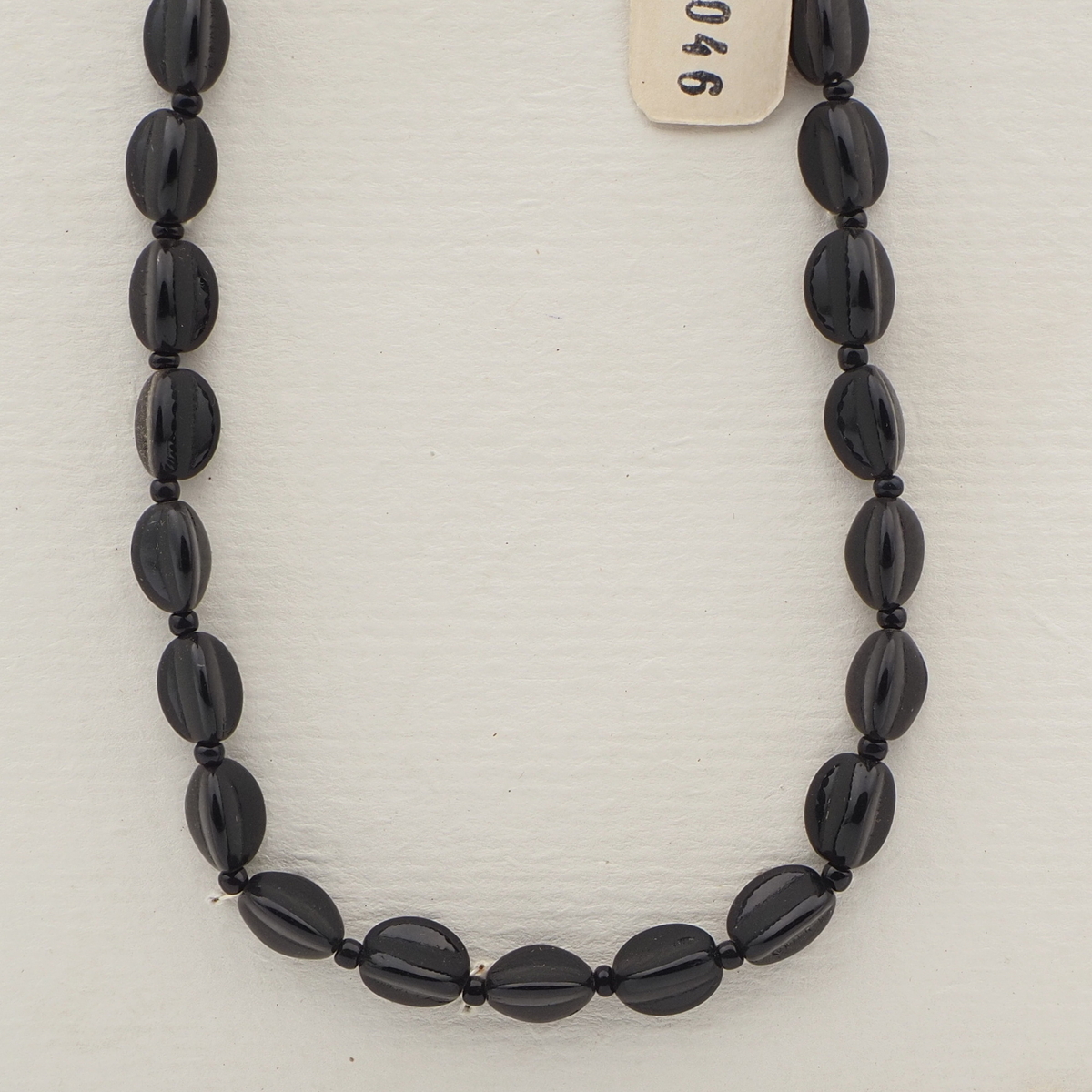 Vintage Czech necklace element black triangle glass beads 