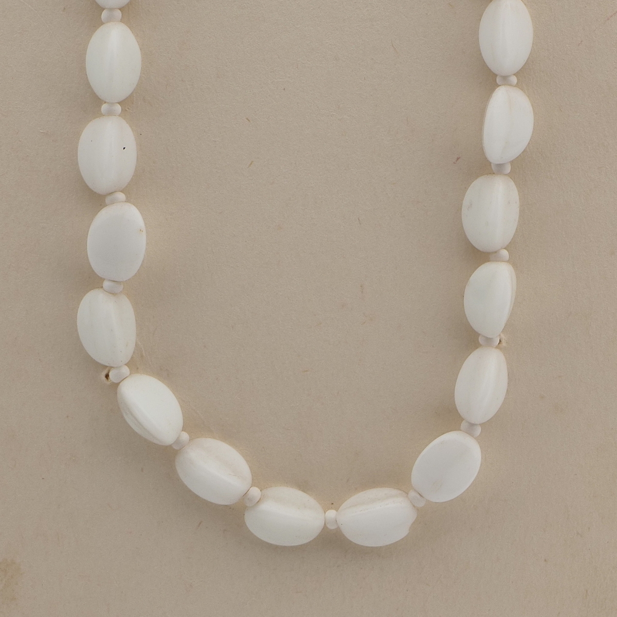 Vintage Czech necklace element white triangle glass beads 15"