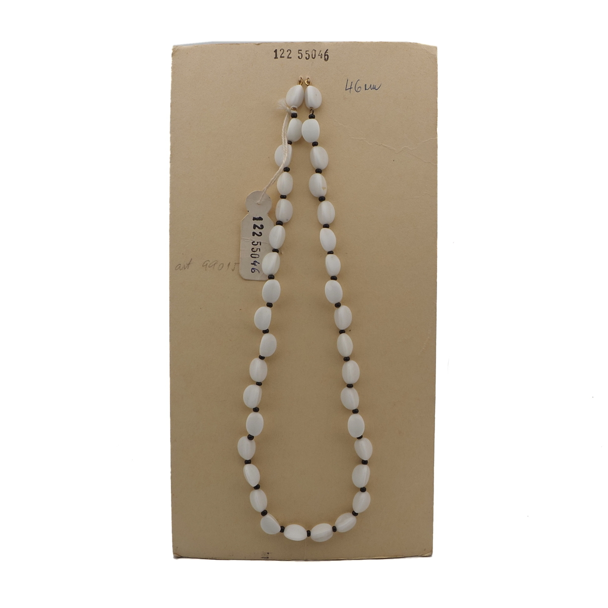 Vintage Czech necklace element white triangle glass beads 18"