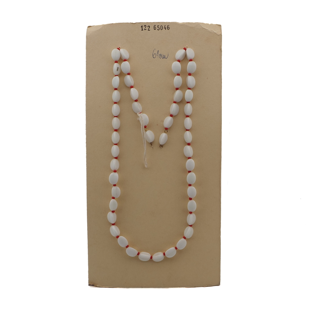 Vintage Czech necklace element white triangle glass beads 24"