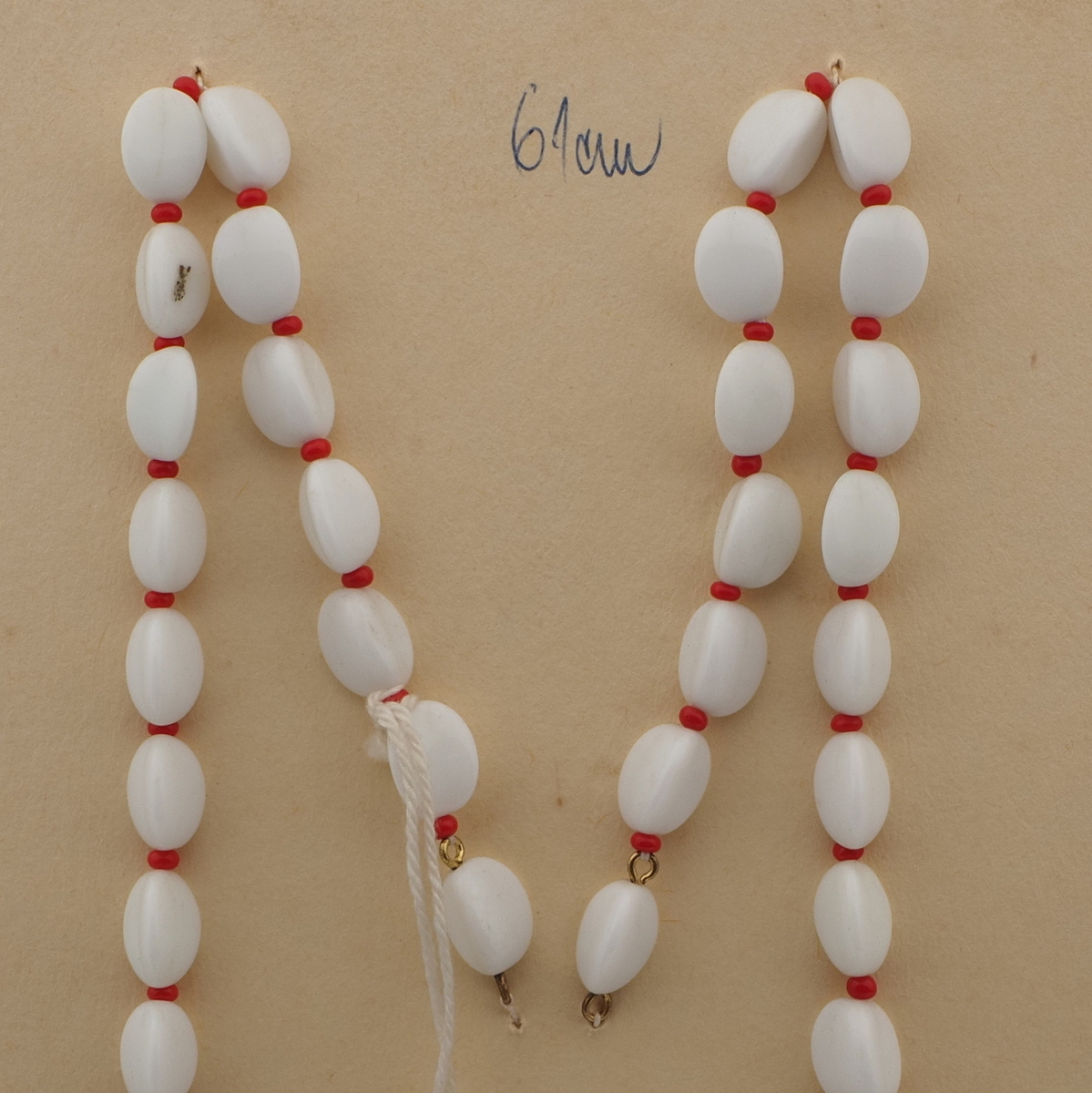 Vintage Czech necklace element white triangle glass beads 24"