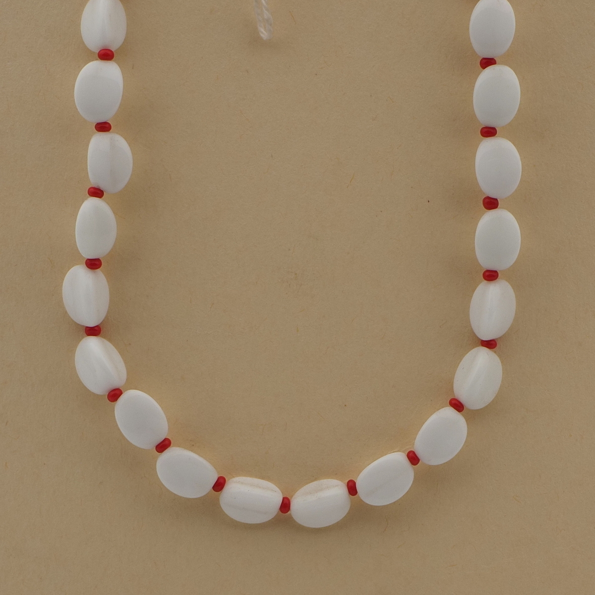 Vintage Czech necklace element white triangle glass beads 24"