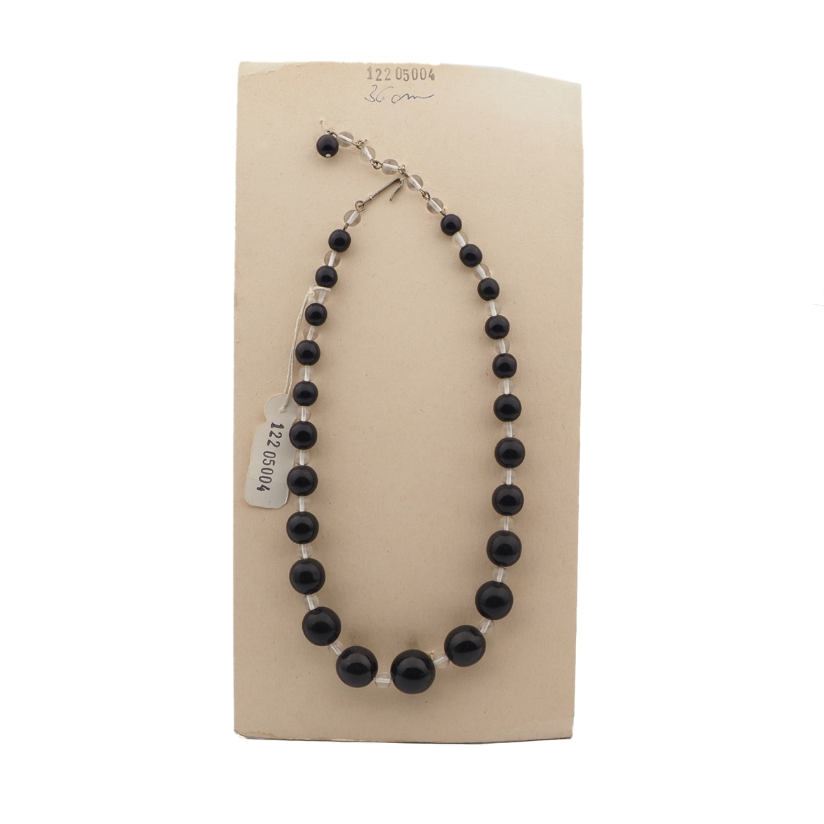 Vintage Czech choker necklace clear black glass beads