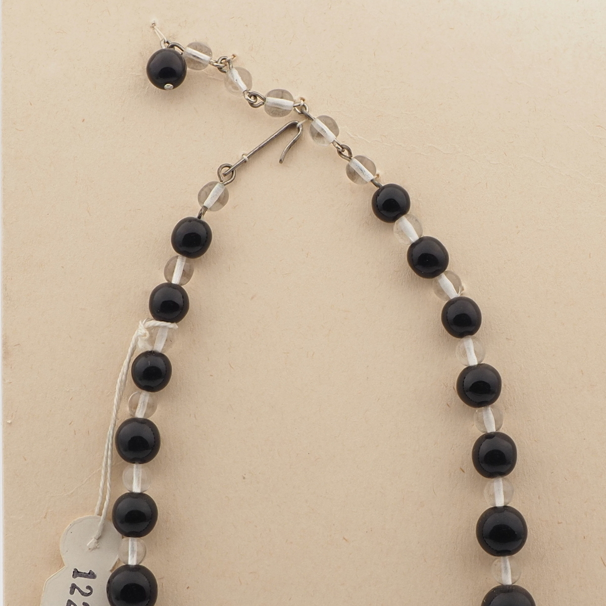 Vintage Czech choker necklace clear black glass beads