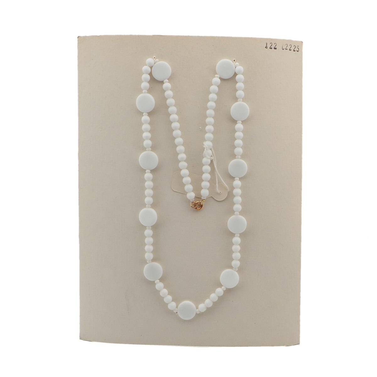 Vintage Czech necklace white round disc glass beads 