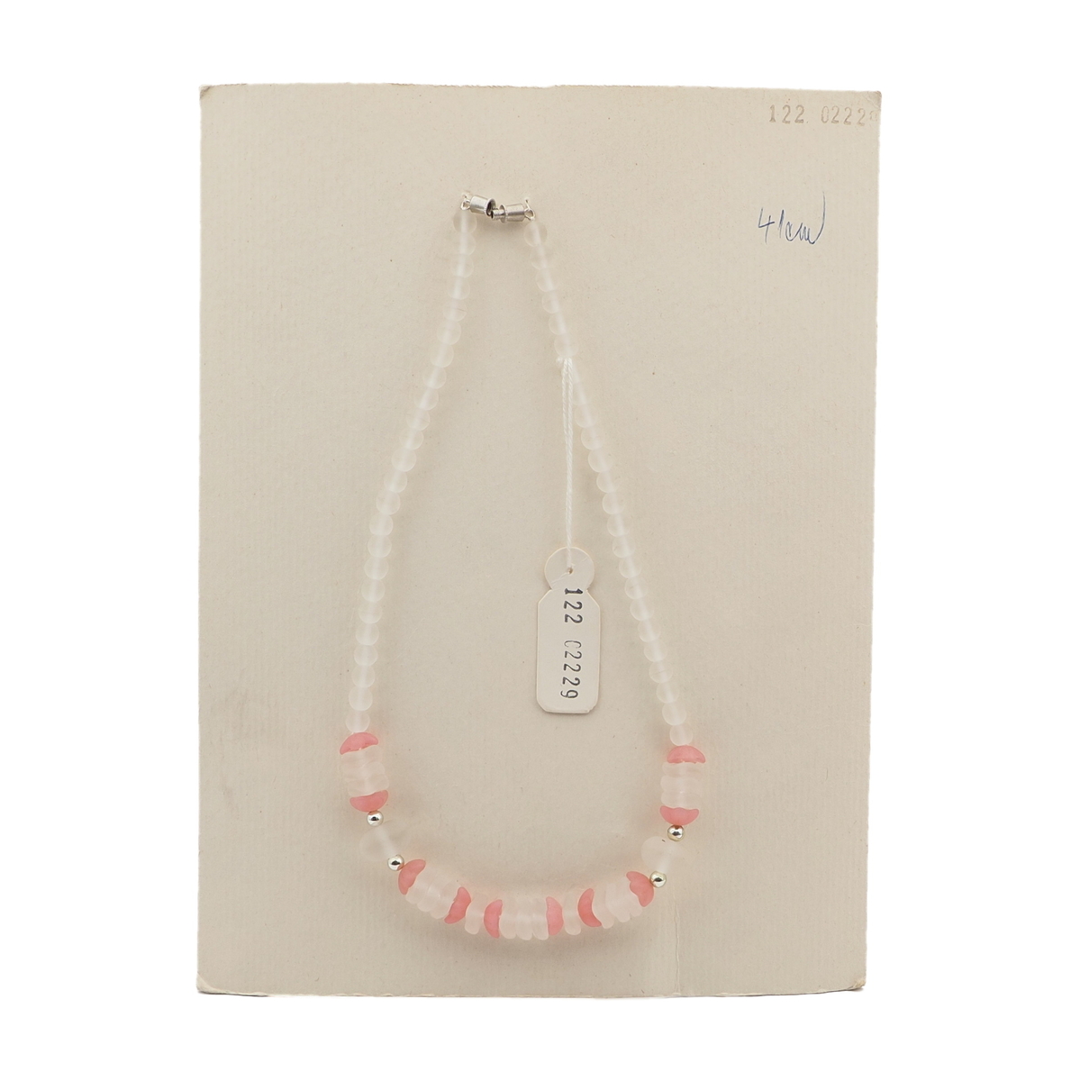 Vintage Czech necklace pink flower frost glass beads
