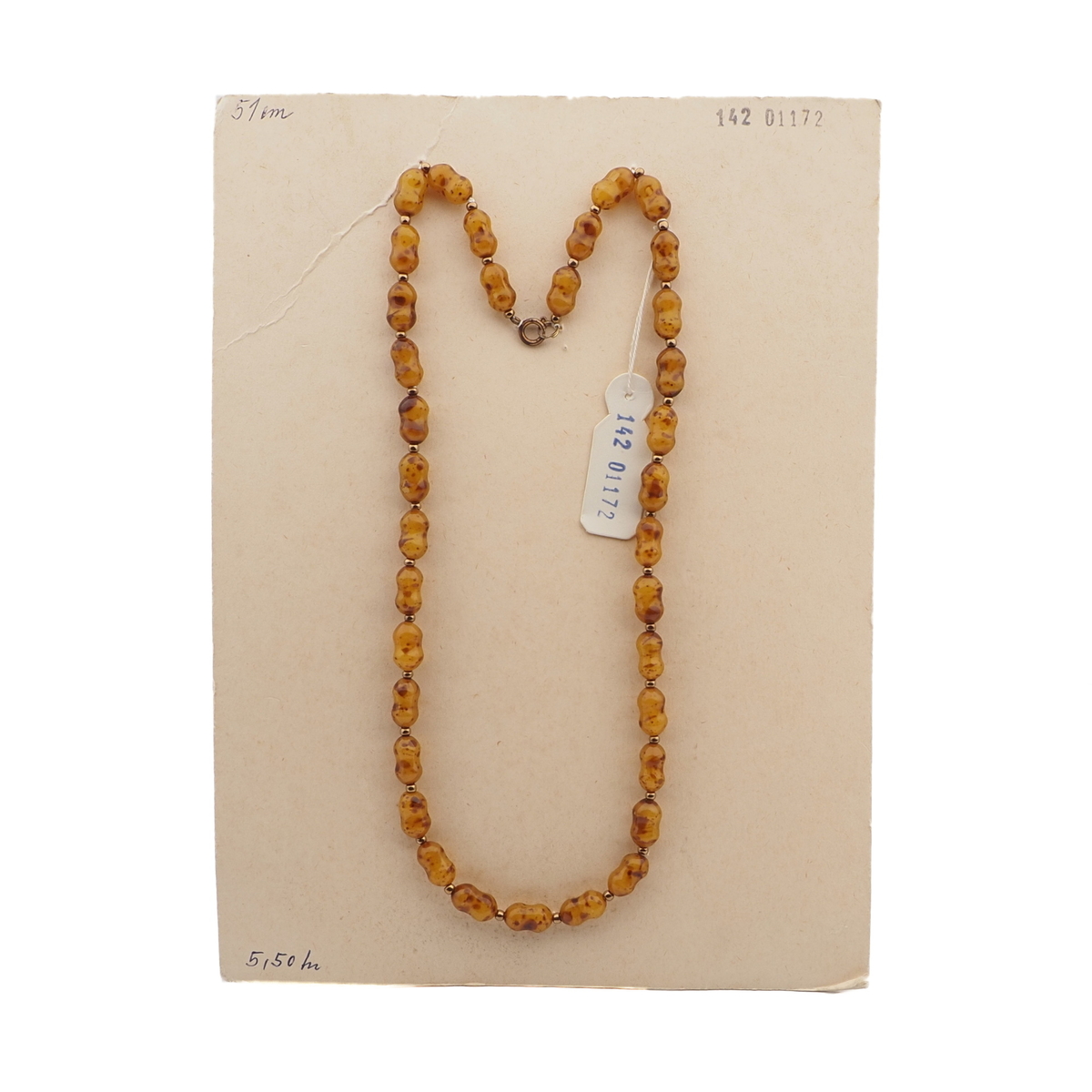 Vintage Czech necklace mustard marble glass beads 
