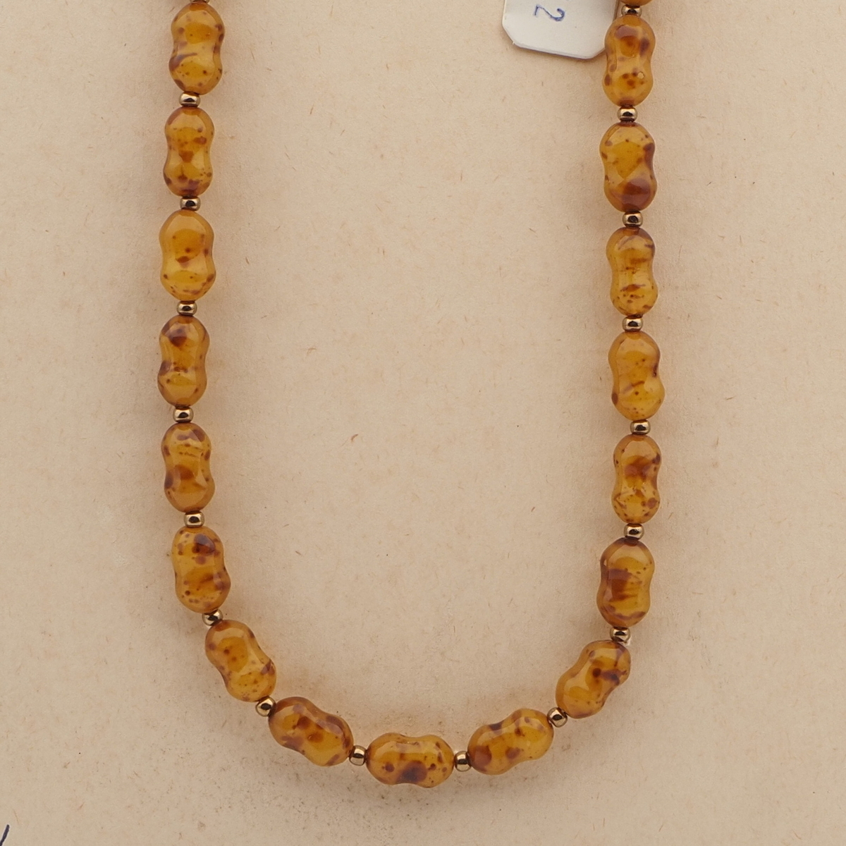 Vintage Czech necklace mustard marble glass beads 